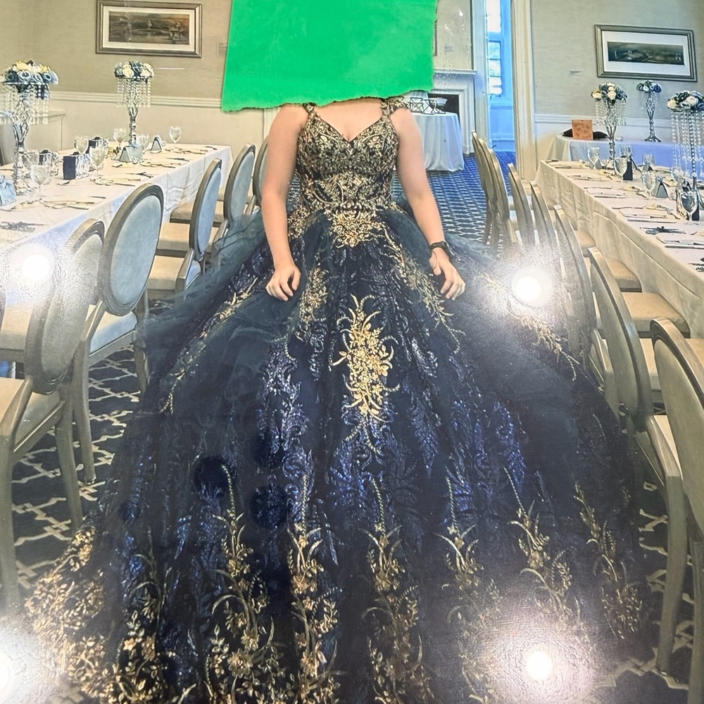 Elegant Navy and Gold Gown